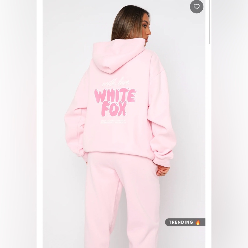 SOLD 233. White Fox With Love Always Oversized Hoodie Baby Pink - Picture 7 of 7